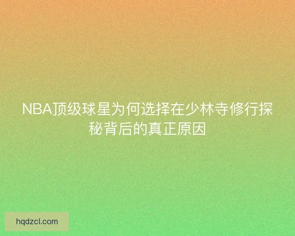 NBA顶级球星为何选择在少林寺修行探秘背后的真正原因