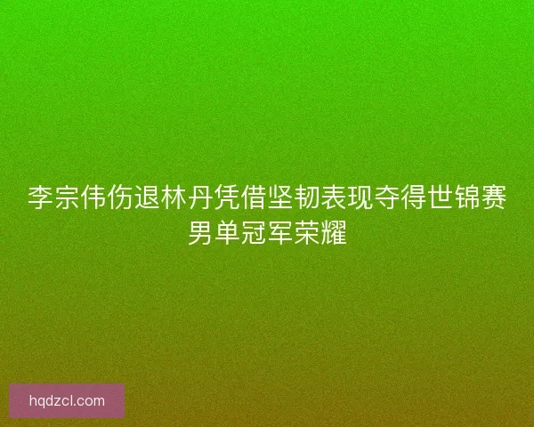 李宗伟伤退林丹凭借坚韧表现夺得世锦赛男单冠军荣耀